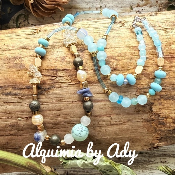 Alquimia Jewelry - Alquimia Blue and Gold Bohemian Necklace
